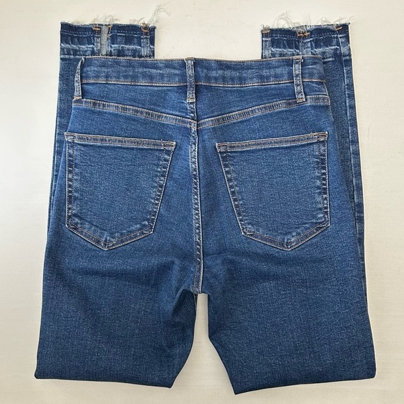 Topshop Jamie Skinny Jeans High Rise Ankle Crop Split Raw Hem Front Seam Blue 26 - Picture 14 of 16